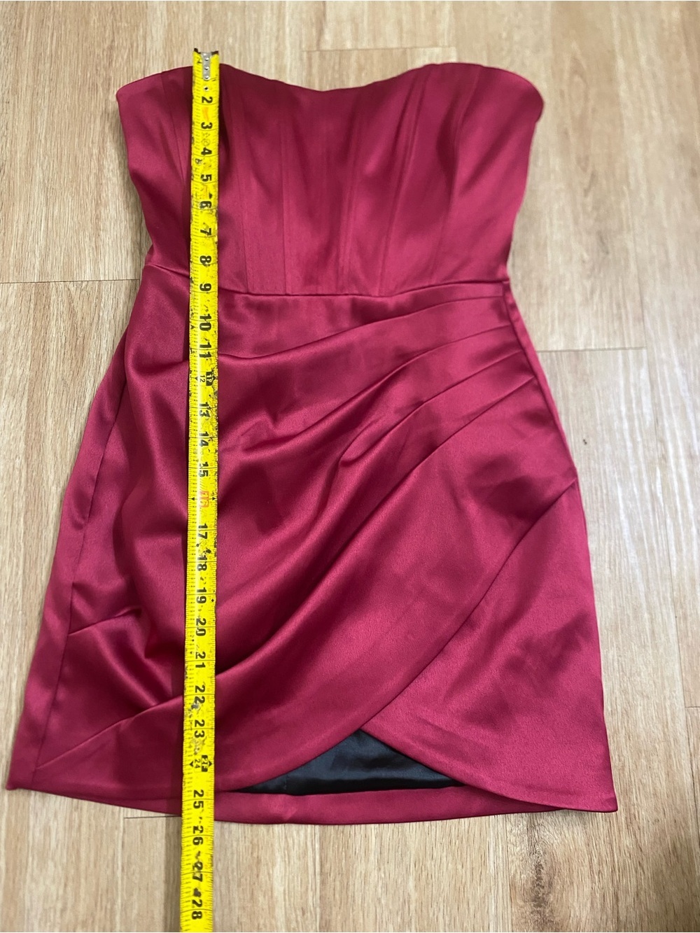 Tia Dorraine Strapless Satin Sweetheart Mini Dress in Burgundy - Picture 6 of 8